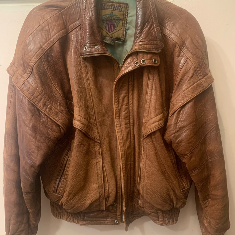 Vintage Leather Bomber jacket Men’s size Lg